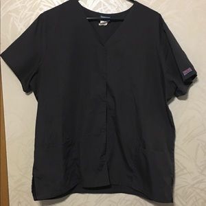 XL Pewter Cherokee WorkWear Snap Up Scrub Top